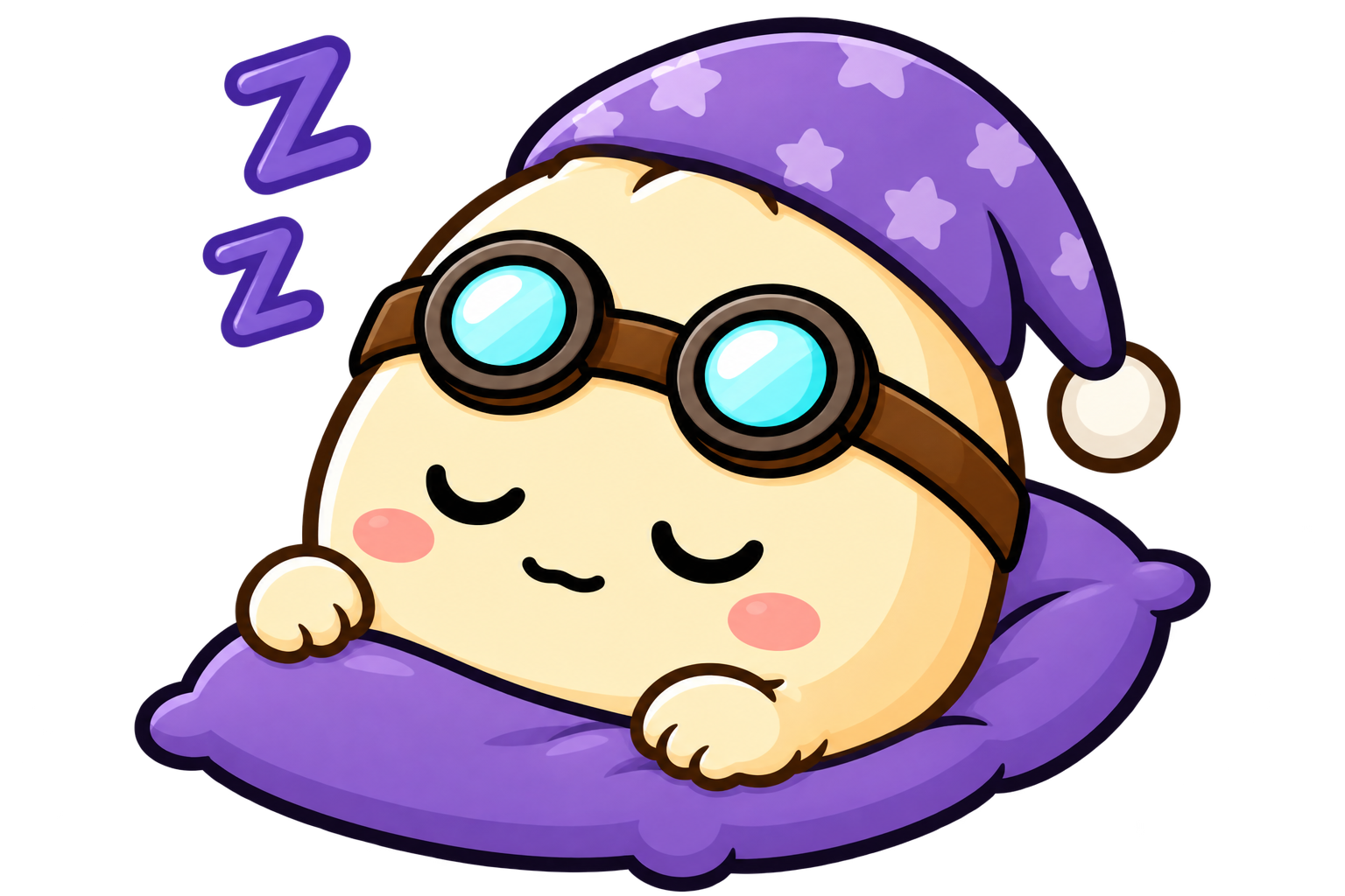 Momo the mascot, napping